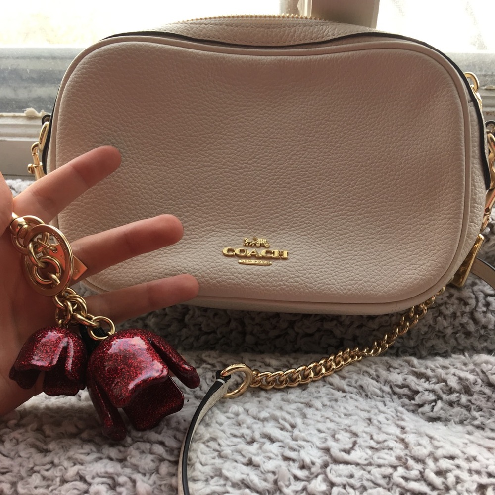 Brand new w/ tags white leather and gold Coach bag